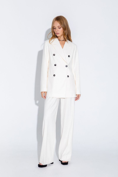 Брюки-палаццо из вискозы с мягкими складками PiRS 4650 молочный - фото 5