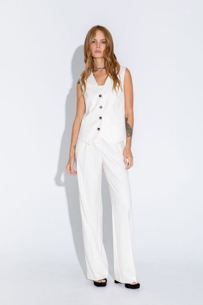 Брюки-палаццо из вискозы с мягкими складками PiRS 4650 молочный - фото 1