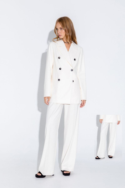 Брюки-палаццо из вискозы с мягкими складками PiRS 4650 молочный - фото 2
