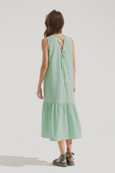 Платье зеленое летнее из хлопка и текстиля Motif 1735g - фото 2