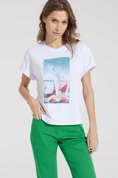 Футболка на каждый день из хлопка и трикотажа, летняя Motif 1734m - фото 4