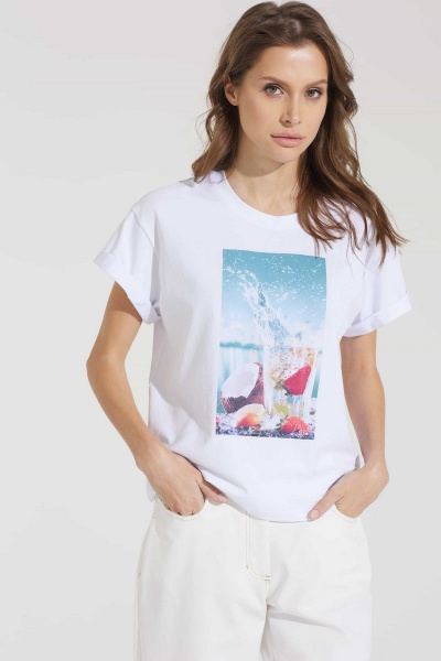 Футболка на каждый день из хлопка и трикотажа, летняя Motif 1734m - фото 1