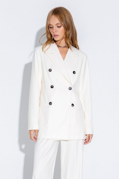 Оверсайз жакет прямого кроя из текстиля с прорезными карманами PiRS 4659 молоко - фото 1