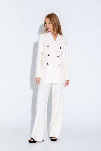 Оверсайз жакет прямого кроя из текстиля с прорезными карманами PiRS 4659 молоко - фото 3