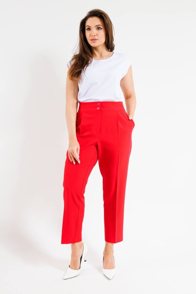 Костюм женский трехпредметный с жакетом, брюками и топом SandyNa 130558 коралл - фото 6