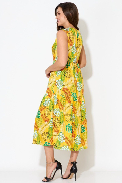 Летнее макси платье с воланами и отрезной линией STEFANY 863 желтый - фото 5