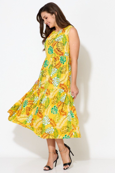 Летнее макси платье с воланами и отрезной линией STEFANY 863 желтый - фото 4