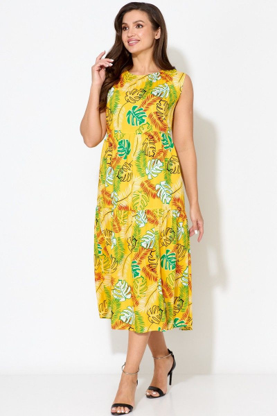 Летнее макси платье с воланами и отрезной линией STEFANY 863 желтый - фото 2
