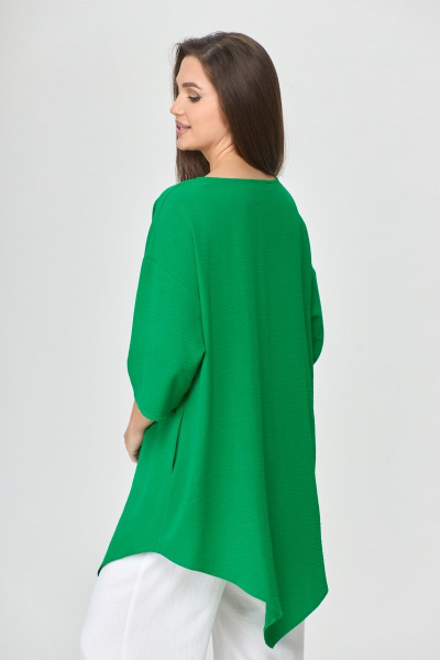 Блуза женская летняя ассиметричная свободного силуэта Abbi 4008 изумрудный - фото 2