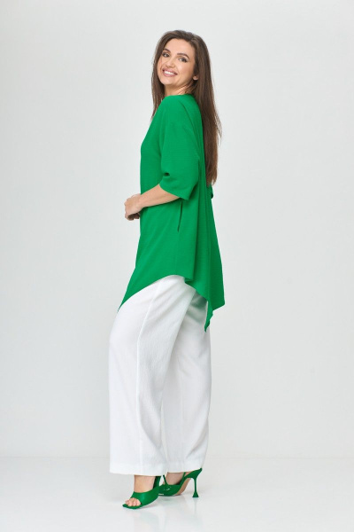 Блуза женская летняя ассиметричная свободного силуэта Abbi 4008 изумрудный - фото 8