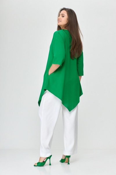 Блуза женская летняя ассиметричная свободного силуэта Abbi 4008 изумрудный - фото 7