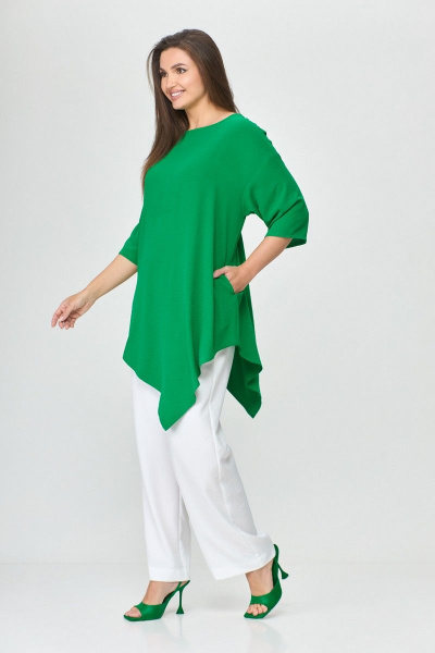 Блуза женская летняя ассиметричная свободного силуэта Abbi 4008 изумрудный - фото 5