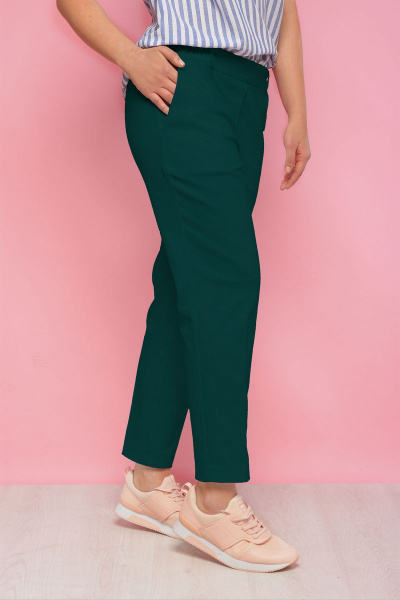 Зеленые летние брюки с боковыми карманами из хлопка Anelli 518 зеленый - фото 2