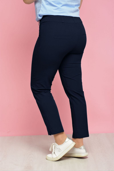 Синие деловые брюки с разрезами из текстиля Anelli 228 синий - фото 3