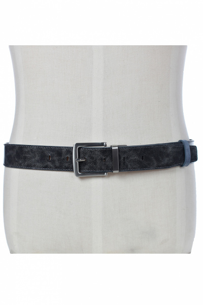 Голубой и серый ремень из натуральной кожи с обстрочкой Galanteya 25022.22с2701к45 2р сергол/серый - фото 1