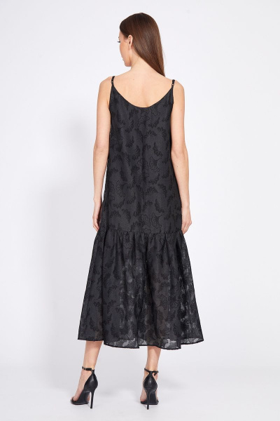 Миди сарафан А-образный из вискозы с оборкой EOLA 2214.1 черный - фото 2