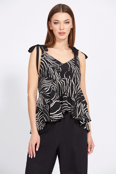 Топ А-образного кроя с бретелями-завязками EOLA 2437 черный_рисунок - фото 6