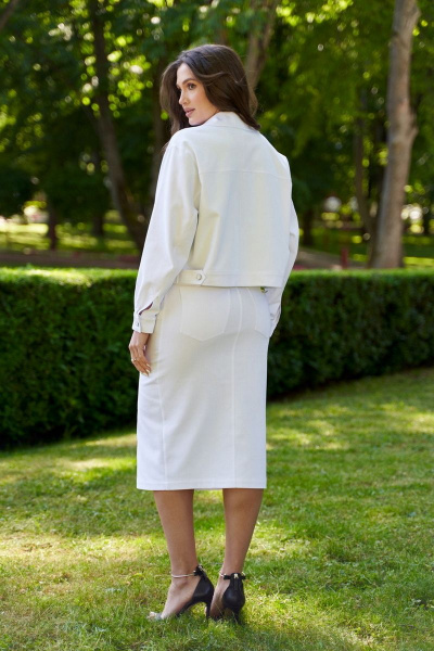 Белая джинсовая юбка с разрезом и карманами Andina city 1002 белый - фото 2