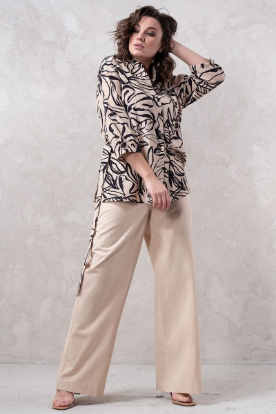 Классические бежевые хлопковые брюки с резинкой и карманами Avanti С-145-1 бежевый - фото 2