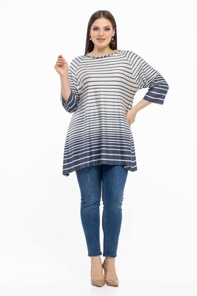 Блузон вискозный с рукавами 3/4 для урбанистического стиля Avila 0936 серо-голубой - фото 8