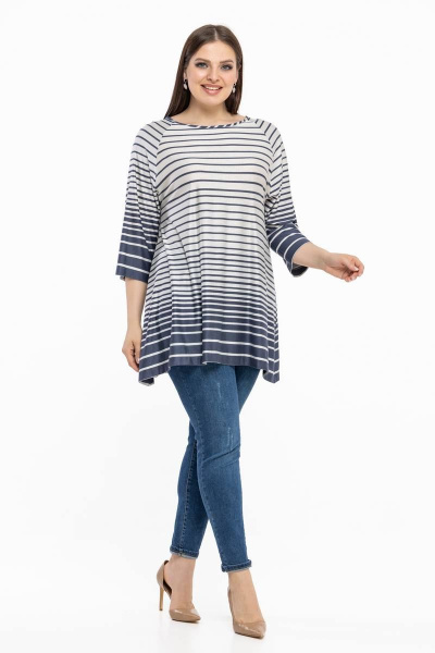 Блузон вискозный с рукавами 3/4 для урбанистического стиля Avila 0936 серо-голубой - фото 7