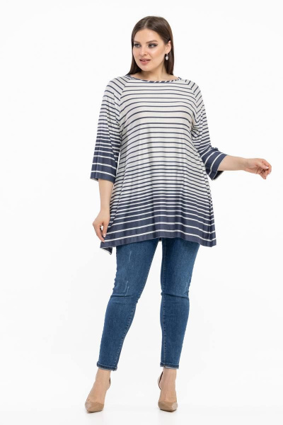 Блузон вискозный с рукавами 3/4 для урбанистического стиля Avila 0936 серо-голубой - фото 6