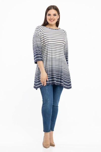 Блузон вискозный с рукавами 3/4 для урбанистического стиля Avila 0936 серо-голубой - фото 4