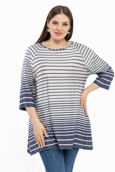 Блузон вискозный с рукавами 3/4 для урбанистического стиля Avila 0936 серо-голубой - фото 2