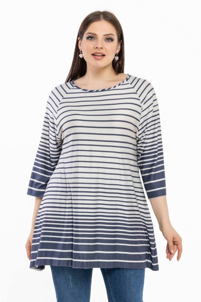 Блузон вискозный с рукавами 3/4 для урбанистического стиля Avila 0936 серо-голубой - фото 1