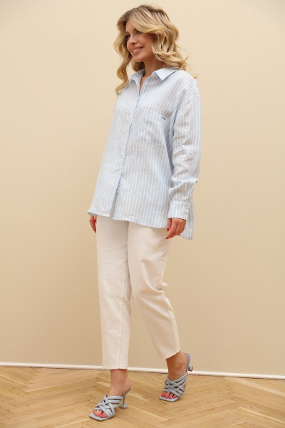 Летняя голубая полосатая рубашка из льна LM.Wear ВИ1625 - фото 7