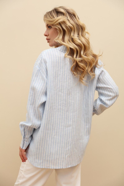 Летняя голубая полосатая рубашка из льна LM.Wear ВИ1625 - фото 4