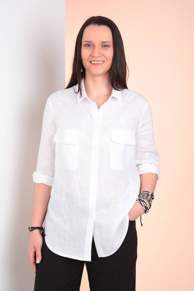 Рубашка из льна с классическими элементами для лета Ma Vie М532-1 - фото 1