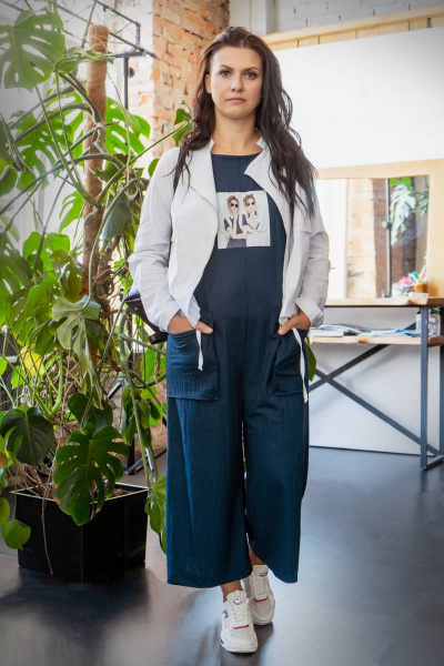 Рубашка из льна с регулируемой шириной и застежкой-молнией Ma Vie М117б белый - фото 3