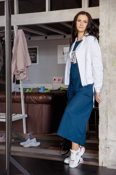 Рубашка из льна с регулируемой шириной и застежкой-молнией Ma Vie М117б белый - фото 5