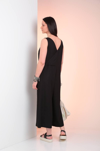 Комбинезон полуприлегающий с запахом и накладными карманами Ma Vie М142ч черный - фото 6