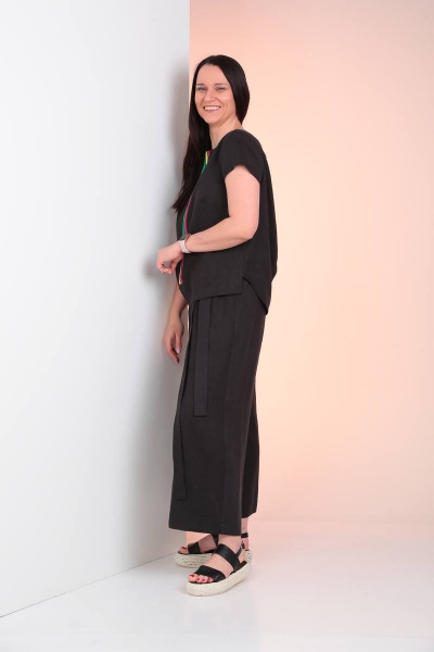 Блуза и кюлоты летний комплект свободного кроя из текстиля Ma Vie М622 черный - фото 3