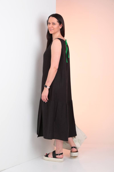 Платье А-силуэта без рукавов с декоративной вставкой Ma Vie М623 черный - фото 4