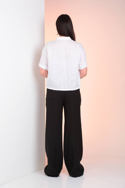 Комплект из блузы и брюк из текстиля с регулируемым поясом Ma Vie М625ч черный_и_белый - фото 6