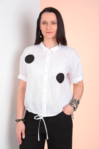 Комплект из блузы и брюк из текстиля с регулируемым поясом Ma Vie М625ч черный_и_белый - фото 4