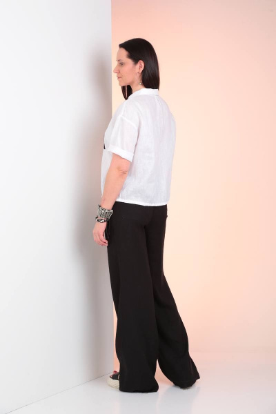 Комплект из блузы и брюк из текстиля с регулируемым поясом Ma Vie М625ч черный_и_белый - фото 5