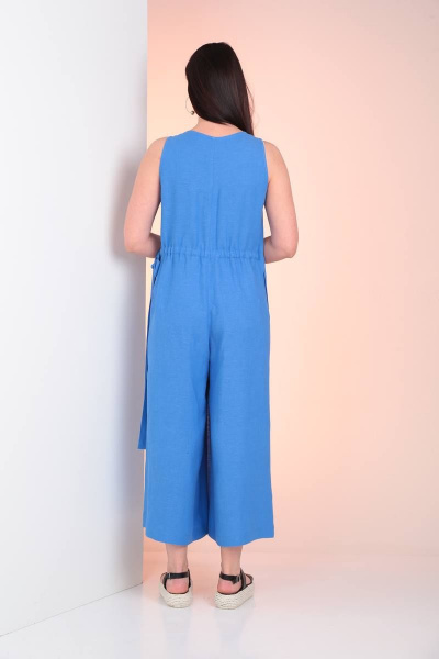 Комбинезон свободный с запахом и кулисой на спинке Ma Vie М627 синий - фото 7