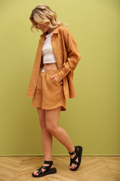 Летний комплект из рубашки и шортов из лен и текстиля LM.Wear LN0994 - фото 10