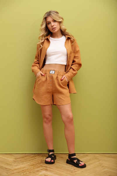 Летний комплект из рубашки и шортов из лен и текстиля LM.Wear LN0994 - фото 4