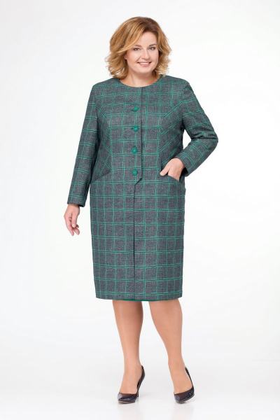 Кардиган, платье Bonna Image 15-125 клетка-зеленая - фото 1