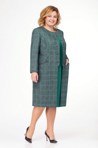 Кардиган, платье Bonna Image 15-125 клетка-зеленая - фото 2