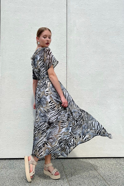 Долгое шифоновое платье на резинке с принтами i3i Fashion 101/3 - фото 4