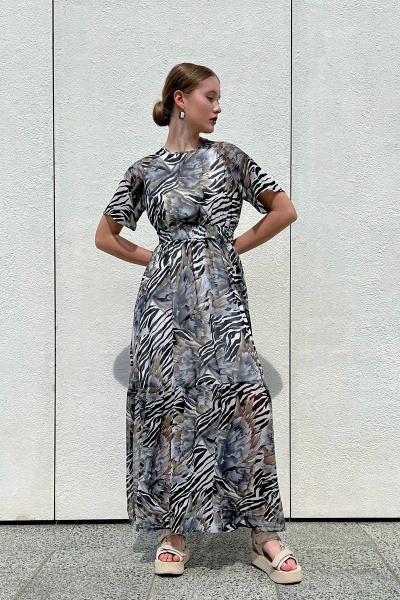 Долгое шифоновое платье на резинке с принтами i3i Fashion 101/3 - фото 3