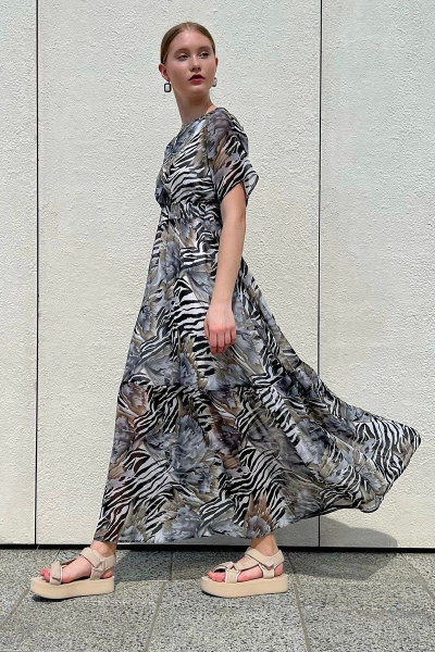 Долгое шифоновое платье на резинке с принтами i3i Fashion 101/3 - фото 2