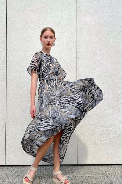 Долгое шифоновое платье на резинке с принтами i3i Fashion 101/3 - фото 1