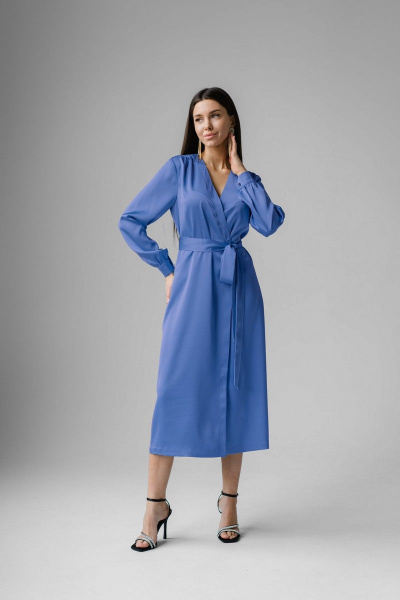 Элегантное атласное платье на запах с длинным рукавом i3i Fashion 100/1 - фото 4